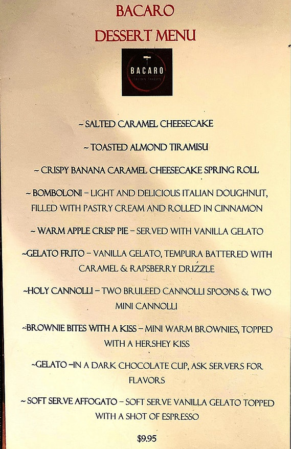 Bacaro Italian Tavern Massapequa Park, NY Dinner Menu